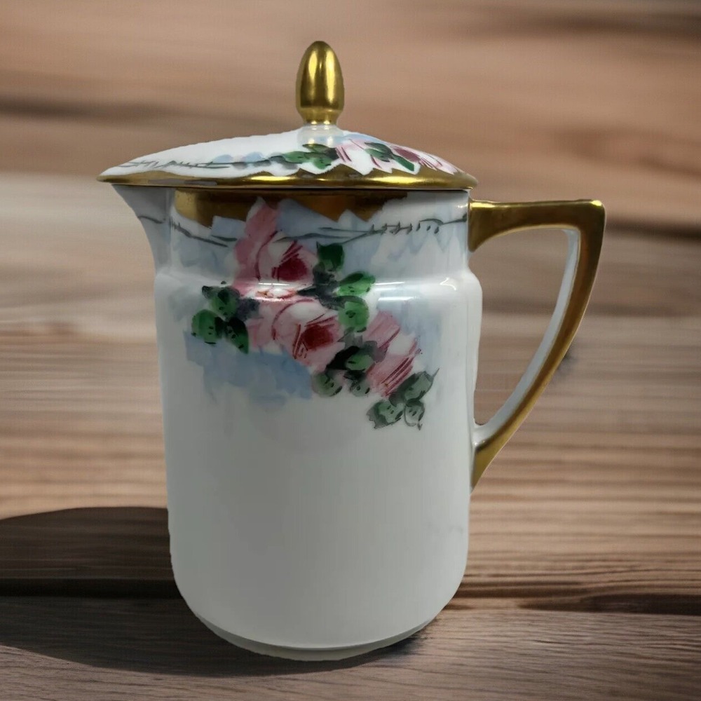 Hand Painted Nippon? Chocolate/Syrup/Milk Pitcher with Lid c. 1891 -‎ 1921 ?